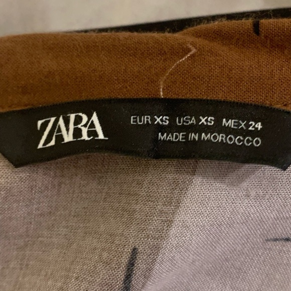 Zara Brown Tie Front Button Down Cropped Shirt - Picture 3 of 3